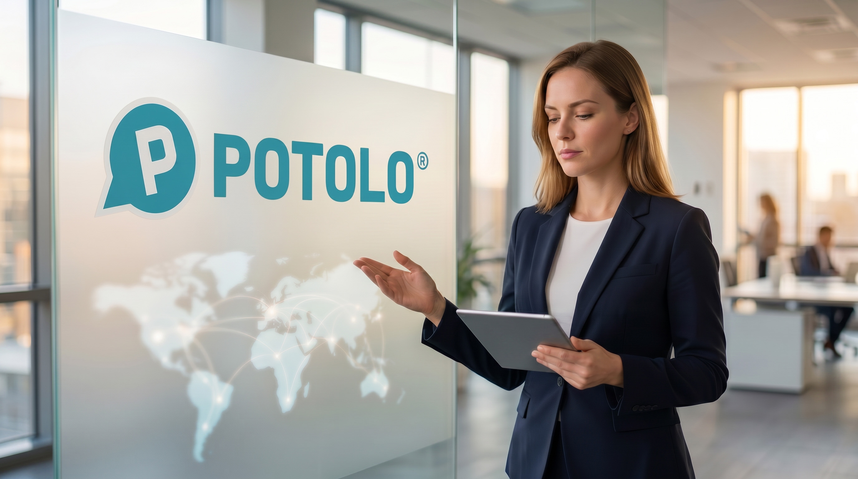 Potolo team member presenting the company's global expansion map